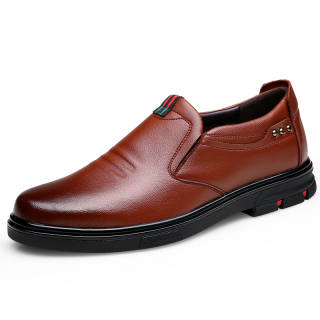 MODENGPAN Casual Leather Shoes Men's Low Top Brown, Black