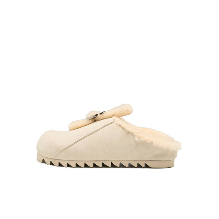 Lost In Echo Fall Slip on Genuine Leather And Fleece Lined Fur Trimmed Birkenstock Style Shoes Closed Toe Slippers