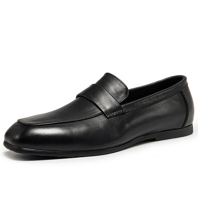 SENJIALUO Top Grain Cow Leather Casual Shoes Men's Black
