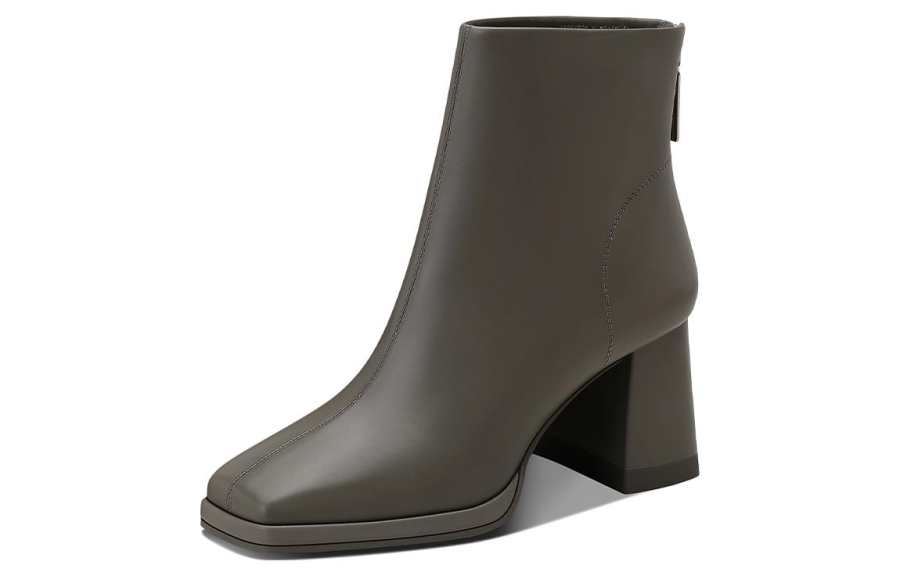 JESSICA SOPHIA Top Grain Cow Leather Ankle Boots 7cm Women's