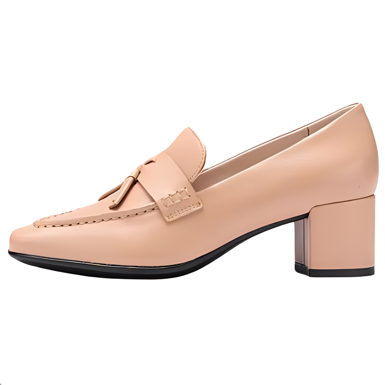 Ecco Ecco Series Model 35 Square Toe Chunky Heel High Heels 5CM Women's Light Brown