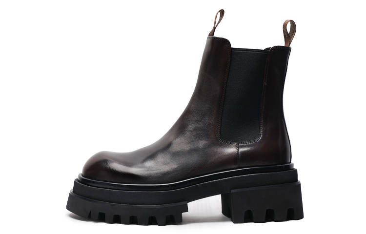 Viplander Cow Leather Crew Chelsea Boots 8cm Men's Coffee