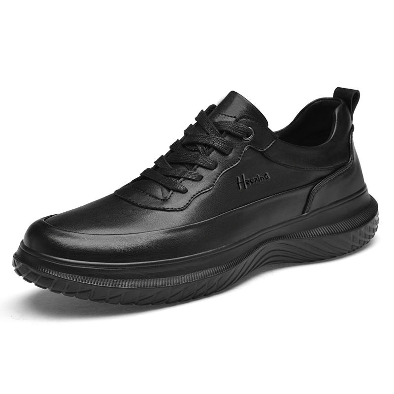 HAOXING HAOXING Cow Split Leather Casual Shoes Men's Black