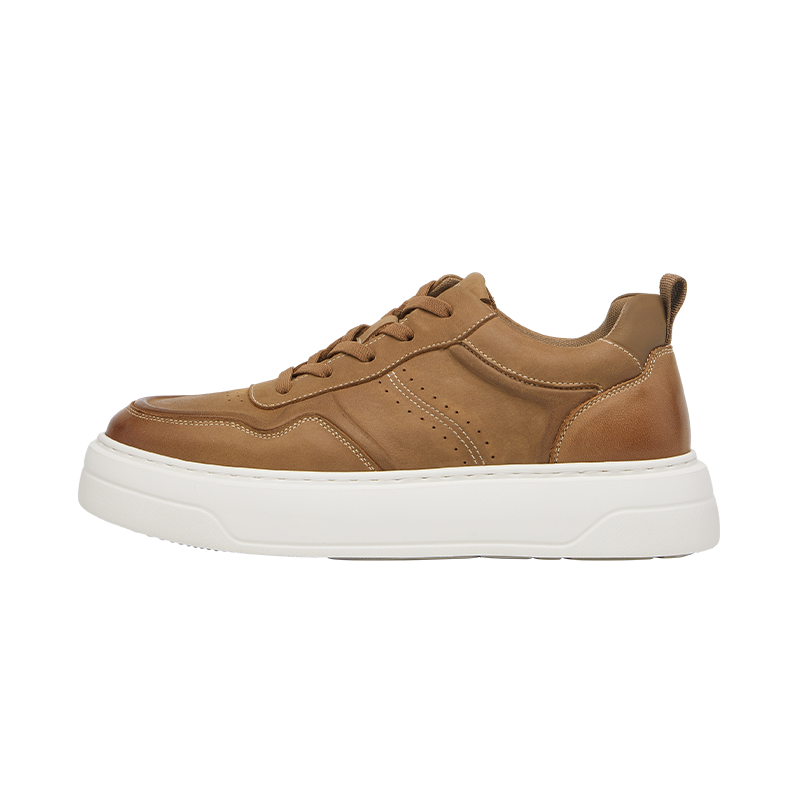 VICKI BROWN Cow Leather Low top Skateboard Shoes Men's Umber