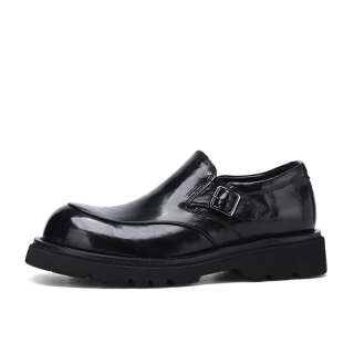 U7 Chunky Shoes Top Grain Cow Leather Casual Shoes Men's Black