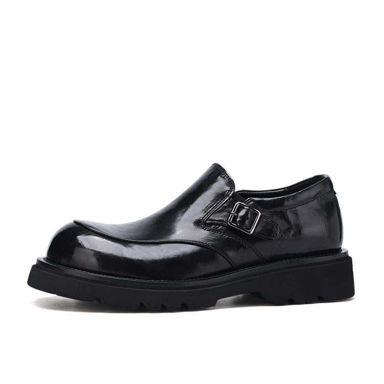 U7 Chunky Shoes Top Grain Cow Leather Casual Shoes Men's Black