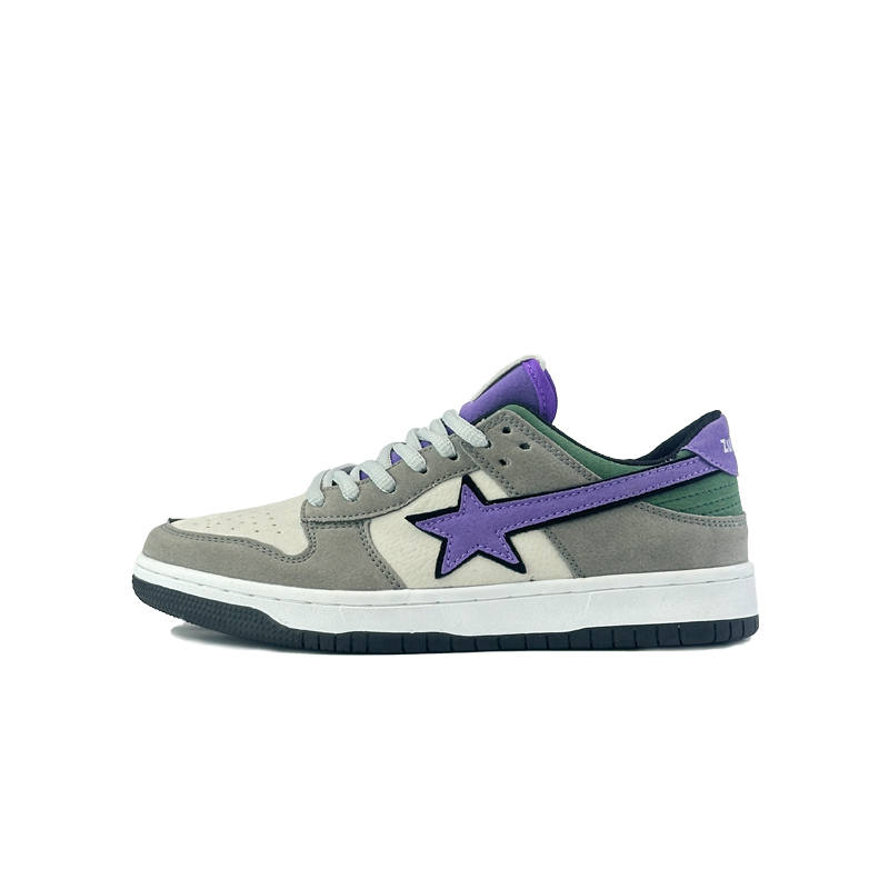 ZUIBANG Microfiber Leather Abrasion Resistant Abrasion Resistant Low top Skateboard Shoes Unisex Gray