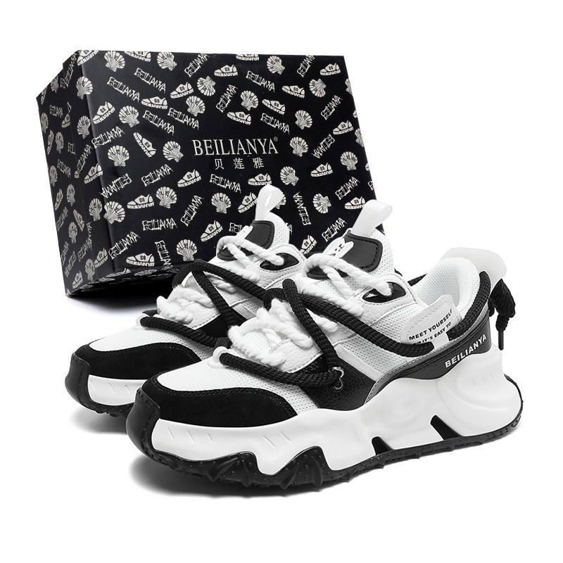 BEILIANYA Trendy Streetwear Sneakers Low top Chunky Sneakers Unisex Box