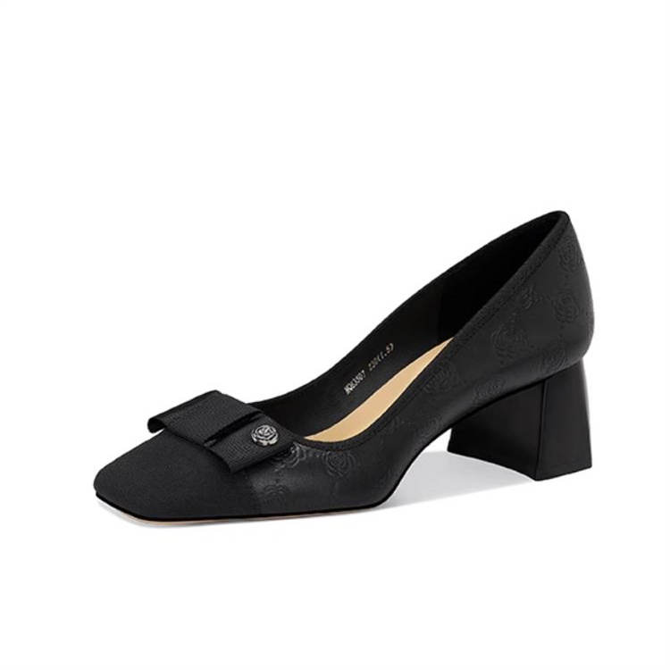 JESSICA SOPHIA Fashion Commute Unlined Shoes Sheepskin Chunky Heel High Heels 4.5cm Women's Black
