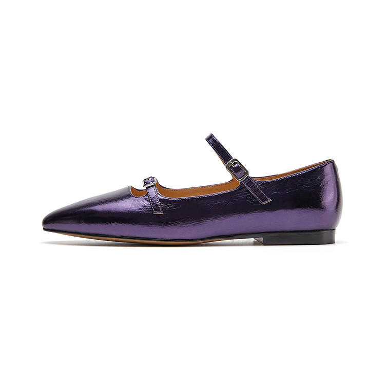 Marie Claire Sheepskin Casual Shoes 0.8cm Women's Purple