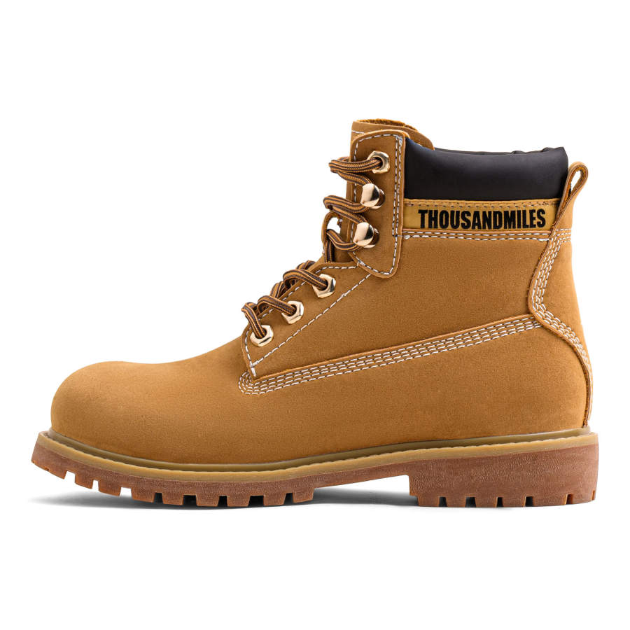 MADEN Yellow Boots Short Combat Boots Unisex Fleece Lined Fall Winter