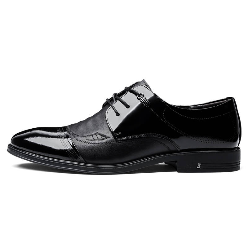 PALMPOLO Top Grain Cow Leather Dress Shoes Men's Black