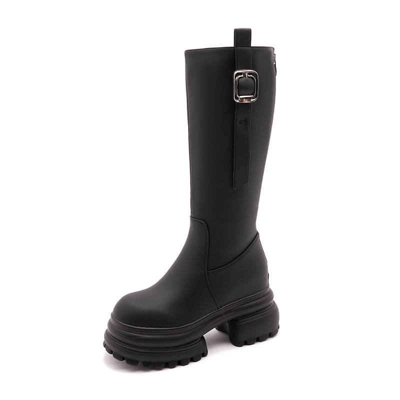 MILANLIANGE Microfiber Leather Knee high Boots 6CM Women's Black