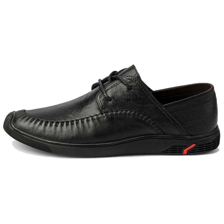CARTELO Top Grain Cow Leather Casual Shoes Men's Black