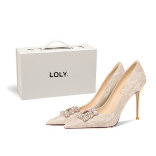 LOLY Wedding Shoes With Reversible Box For Wedding Dress Slim Heel High Heels Women's