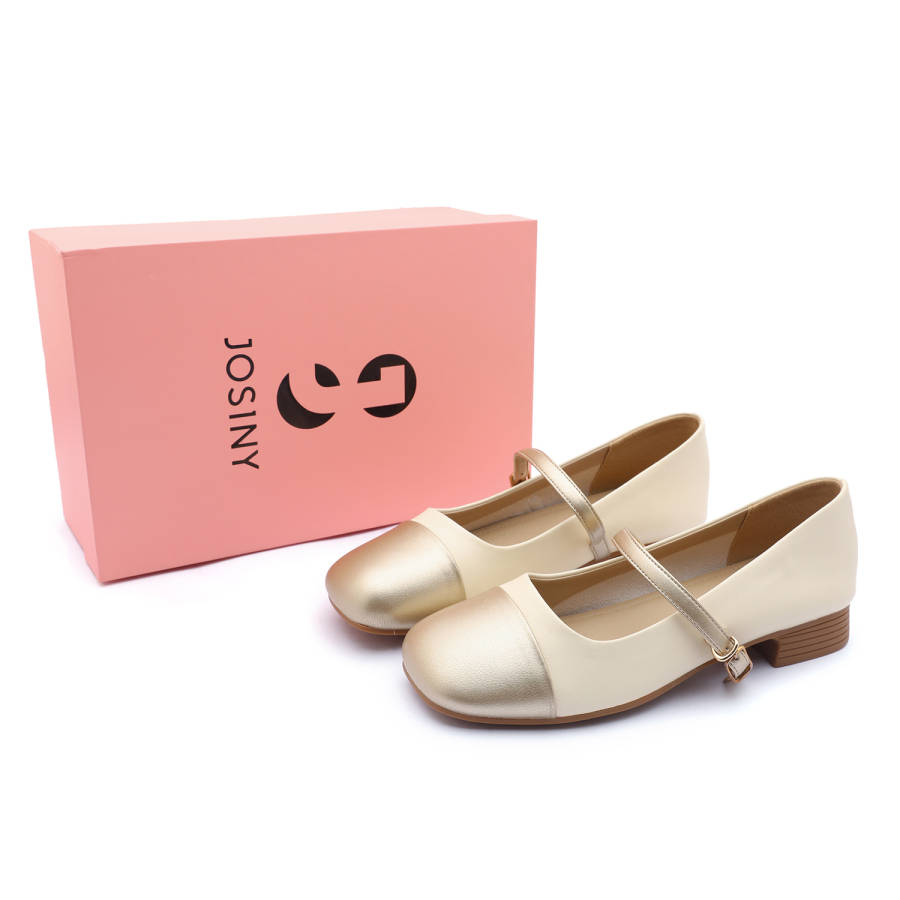 JOSINY Chunky Heel Mary Jane Shoes Women's Ecru