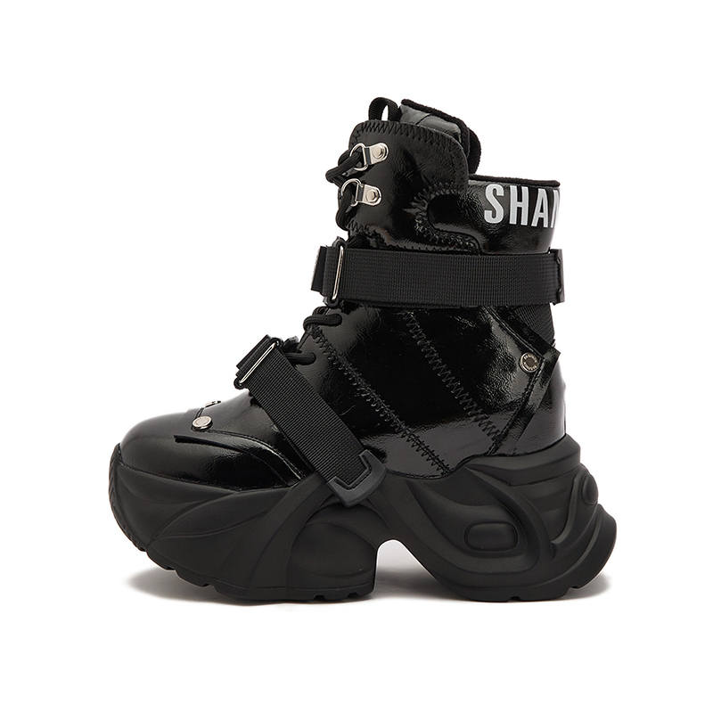 MILANLIANGE Fleece Lined Platform Height Increasing High top Chunky Sneakers Women's