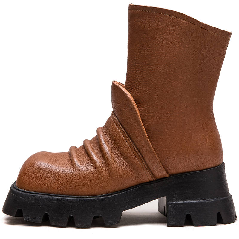 JIEZHOU Top Grain Cow Leather Ankle Boots Women's