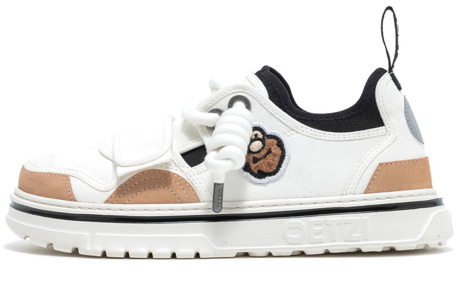 OETZI Low top Skateboard Shoes Unisex White & Camel