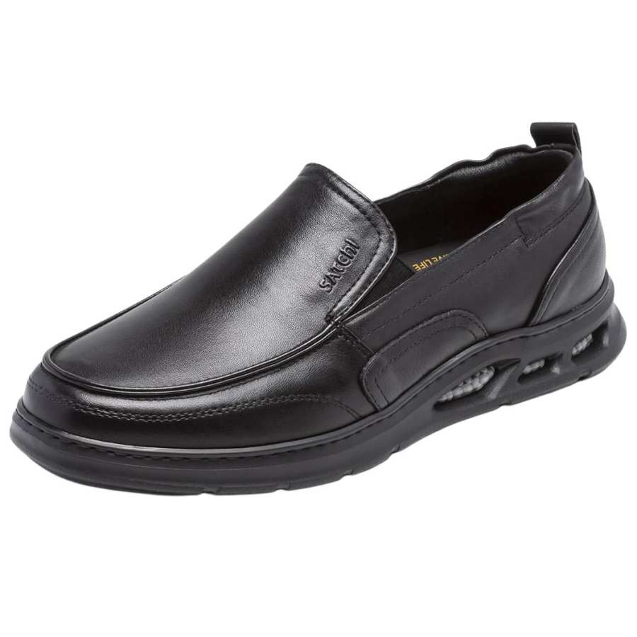 Satchi Top Grain Cow Leather Casual Shoes Men's Black
