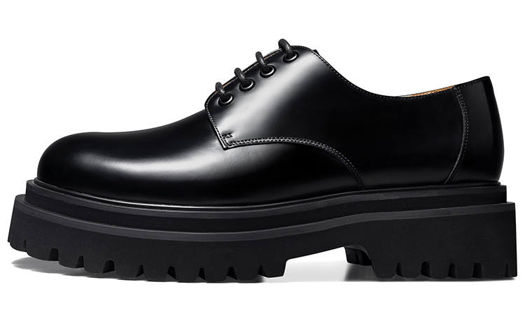 THOM WILLS Cleanfit Calfskin Chunky Derby Shoes Old Money Style 5cm Casual Leather Shoes Men's Black