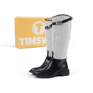 TIMSVOL Microfiber Leather Knee high Boots Women's Gray