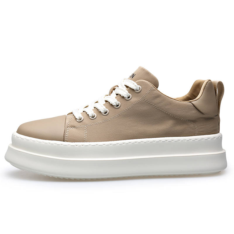 PT'SON Breathable Lightweight Height Increasing Low top Canvas Shoes Men's Apricot