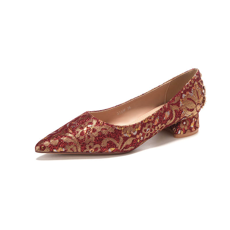 QITUMAUL Silk Chunky Heel High Heels 3cm Women's