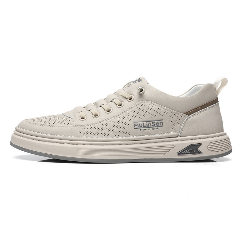 Mulinsen Cow Split Leather Slip Resistant, Lightweight, And Breathable Low top Skateboard Shoes Men's