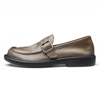 Brounvanm Top Grain Cow Leather Loafers Men's Silver