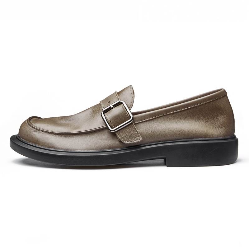 Brounvanm Brounvanm Top Grain Cow Leather Loafers Men's Silver