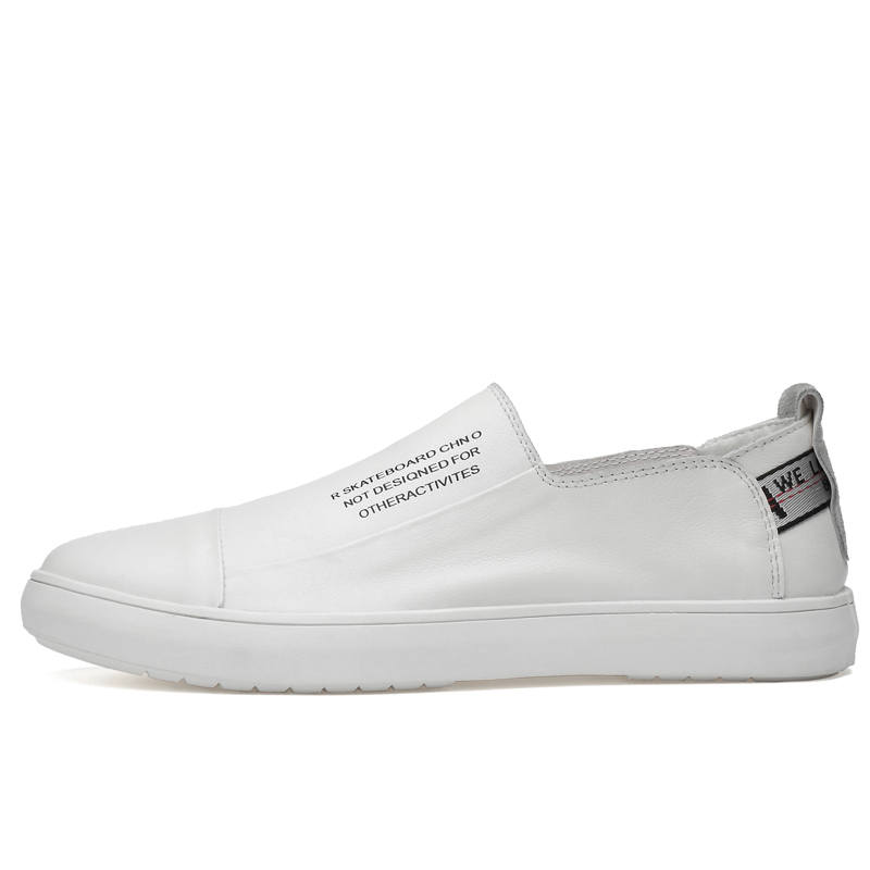 YINGLUNQISHI Top Grain Cow Leather Casual Shoes Men's White