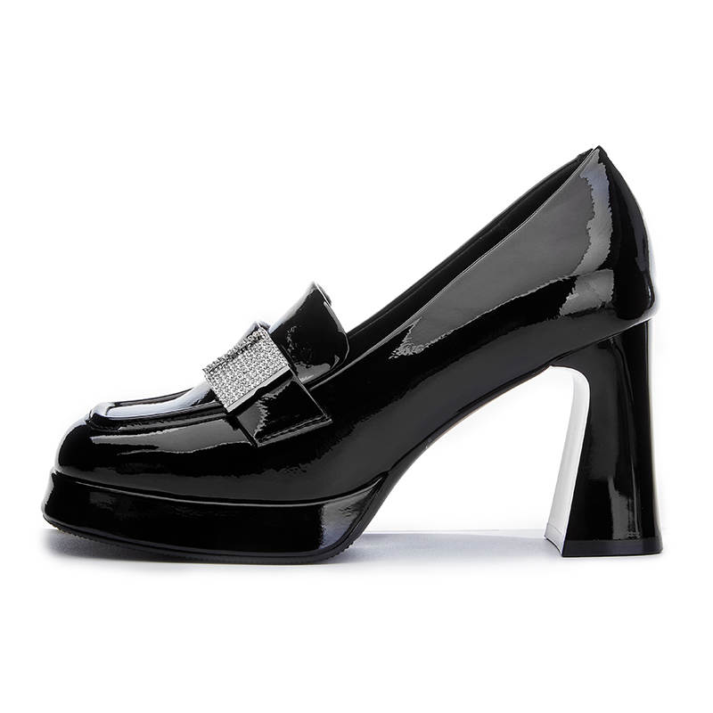 POOQ Pu Chunky Heel High Heels Women's
