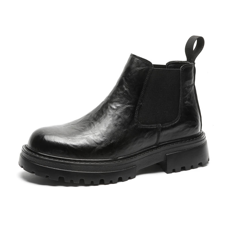 WEISHIBANGWEI WEISHIBANGWEI Microfiber Leather Short Chelsea Boots Medium Heel Men's
