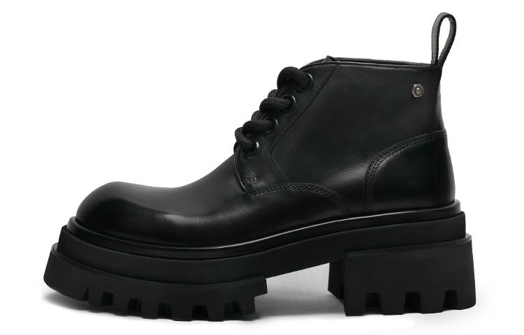 Viplander Viplander Leather Ankle Length Combat Boots 8cm Men's Black