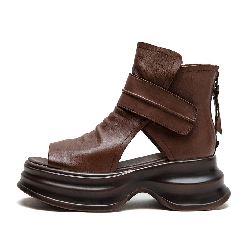 YAOQIA Top Grain Cow Leather Ankle Boots 5CM Women's