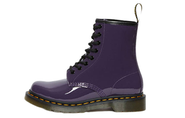 Dr.Martens Dr. Martens Lens Patent Leather 8 Combat Boots Black Purple Women's