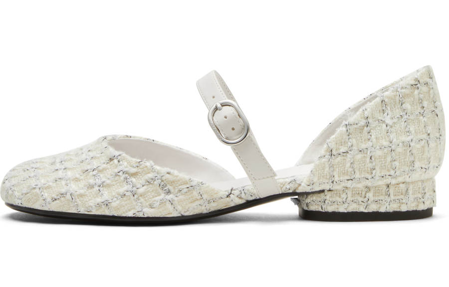 CHARLES&KEITH Small Ck Textile, Synthetic Leather Chunky Heel Mary Jane Shoes 2.1cm Women's