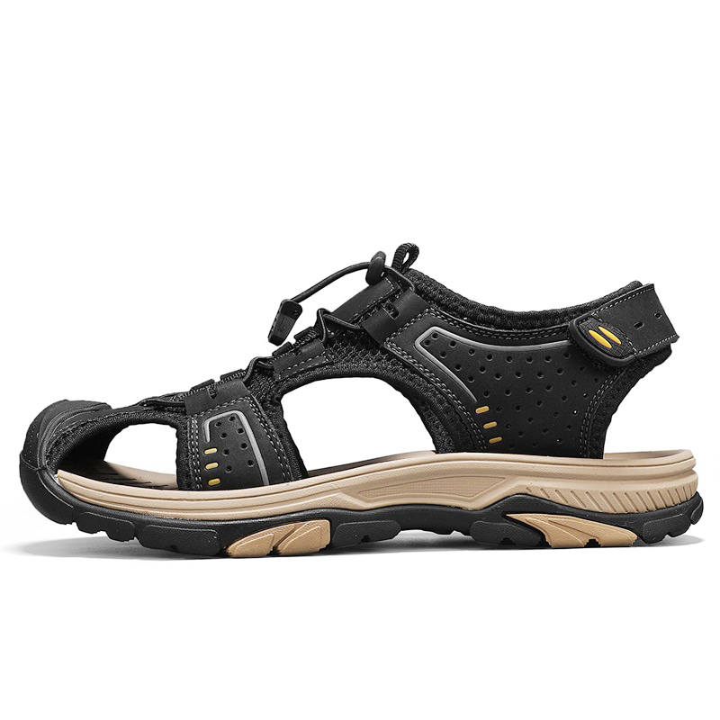 GONGNIUMEILI Beach Sandals Men's Black/Sand/Khaki