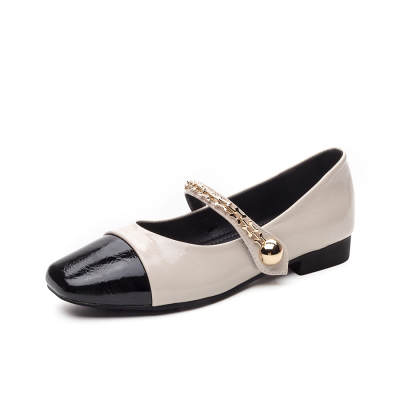 NORTHMORE Shinny Leather Chunky Heel Mary Jane Shoes Women's