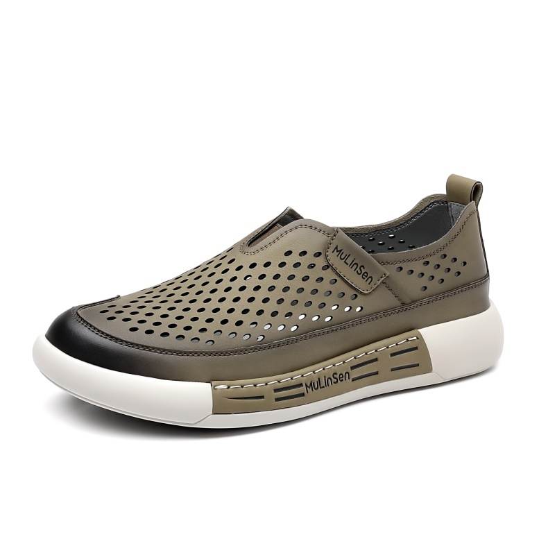 Mulinsen Men's Casual Shoes Men's Low Top Black Khaki