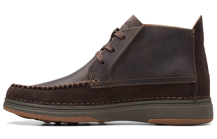 Clarks Nature 5 Mid Cow Leather Comfortable And Breathable Casual Shoes Men's Dark Brown