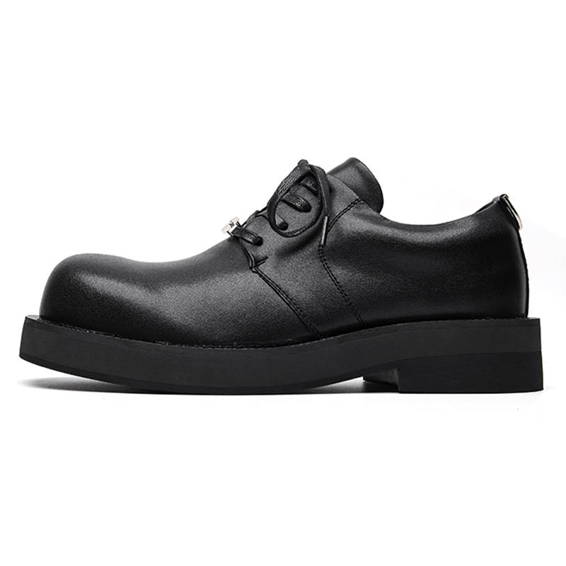 Zuogedu Versatile Casual Shoes Chunky Derby Shoes Unisex Black