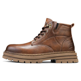 JIGONGYANG Cow Split Leather Short Combat Boots Unisex