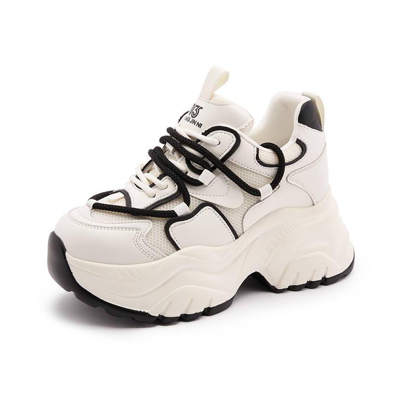 MILANLIANGE Abrasion Resistant Height Increasing Low top Chunky Sneakers 8CM Women's