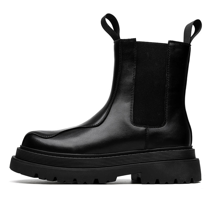 ZONEJOY ZONEJOY Synthetic Leather Crew Chelsea Boots Men's Black