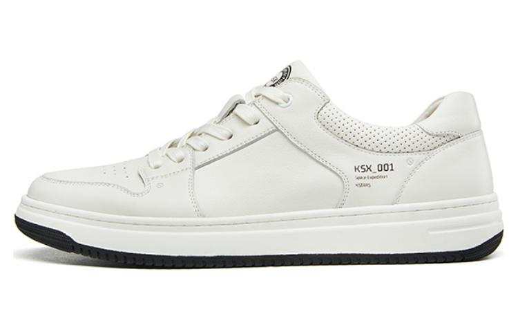 KANGNAI Top Grain Cow Leather Casual Stylish Skateboarding Shoes Men's White