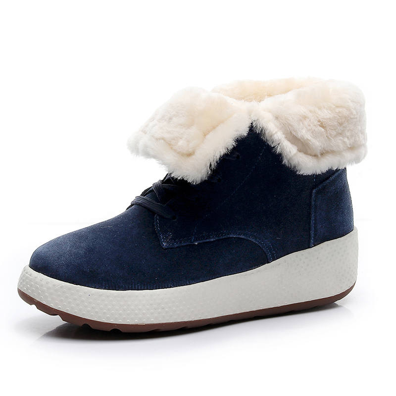 GUOLUOFEI Cow Suede Thermal Slip Resistant Thermal Slip Resistant Crew Snow Boots Women's