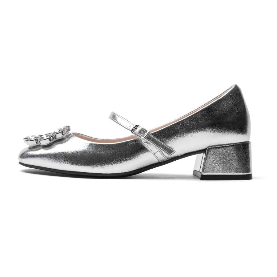 TOOMANYSHOES Glistening Chunky Heel Mary Jane Shoes Women's