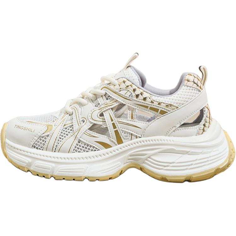 QINGZHUHU Mesh Abrasion Resistant Breathable Moisture Wicking Low top Chunky Sneakers Women's
